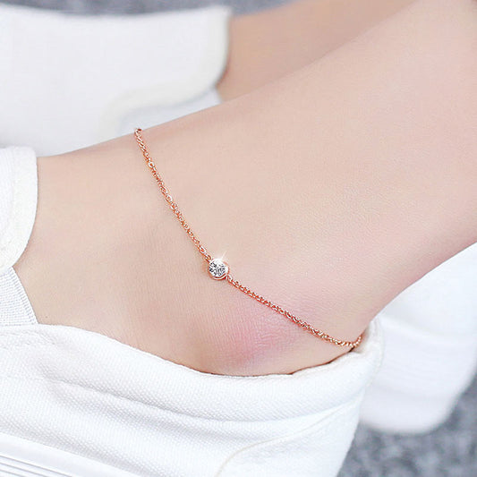 Ustar Simple Stainless Steel Chain Anklets For Women With Cubic Ooho