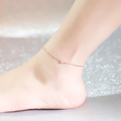 Ustar Simple Stainless Steel Chain Anklets For Women With Cubic Ooho