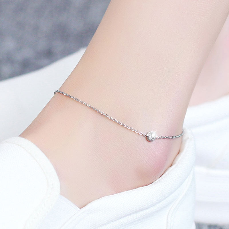 Ustar Simple Stainless Steel Chain Anklets For Women With Cubic Ooho