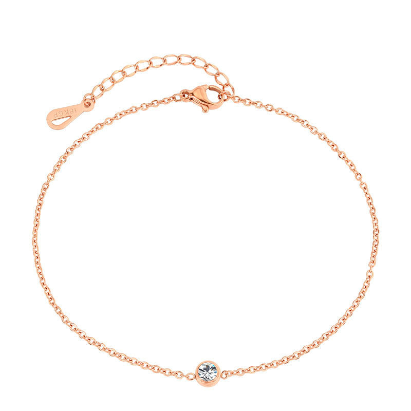 Ustar Simple Stainless Steel Chain Anklets For Women With Cubic Ooho