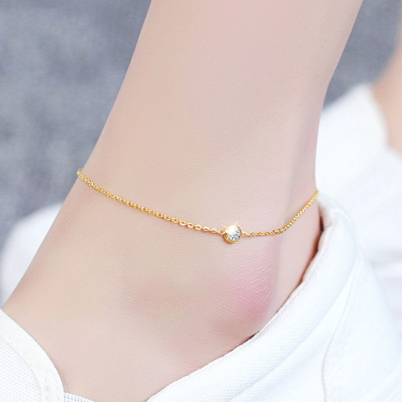 Ustar Simple Stainless Steel Chain Anklets For Women With Cubic Ooho