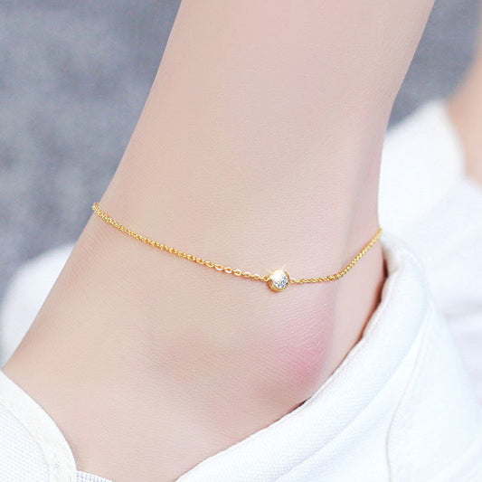 Ustar Simple Stainless Steel Chain Anklets For Women With Cubic Ooho