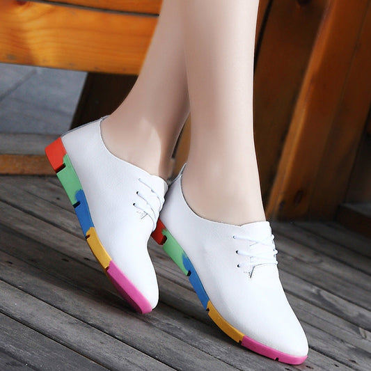 Pointed Shoes Women Leather White Shoes Women Nurse Shoes Casual Shoes Wholesale Specials Ooho