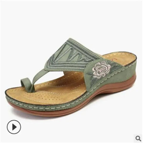 Simple Embroidered Flower Sandals And Slippers, Breathable Slippers Ooho