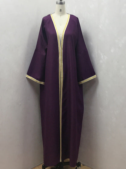 Muslim Long Skirt Female Color Ribbon Cardigan Robe Ooho