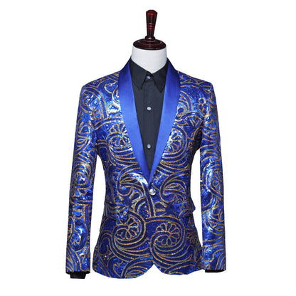 Men's Green Fruit Collar Stage Performance Suit Jacket Ooho