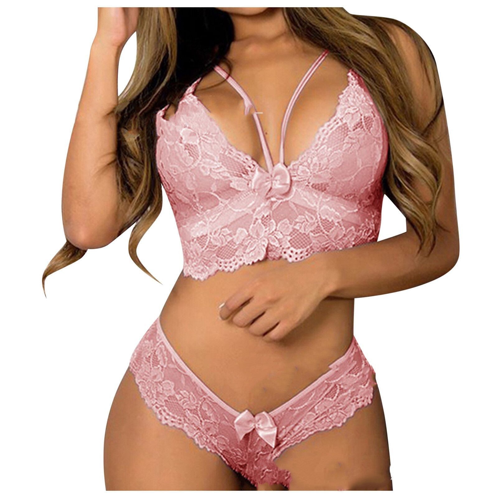 Sexy Women Plus Size Lingerie Corset Lace Floral Bralette Bra Two Piece Underwear Sexy Lingerie Ooho
