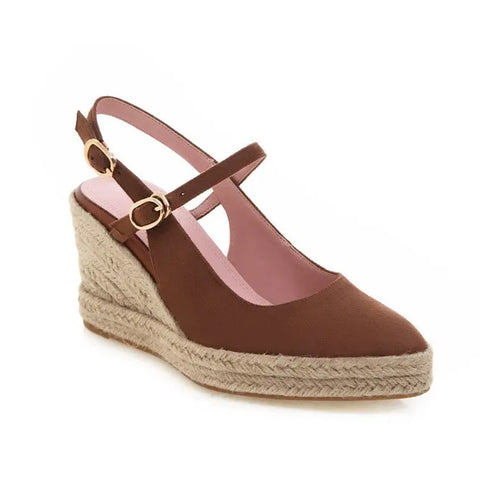 Women Shoes Platform Sandals Peep Toe High Wedges Heel Ankle Buckles Espadrilles Ooho