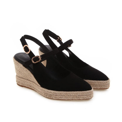 Women Shoes Platform Sandals Peep Toe High Wedges Heel Ankle Buckles Espadrilles Ooho