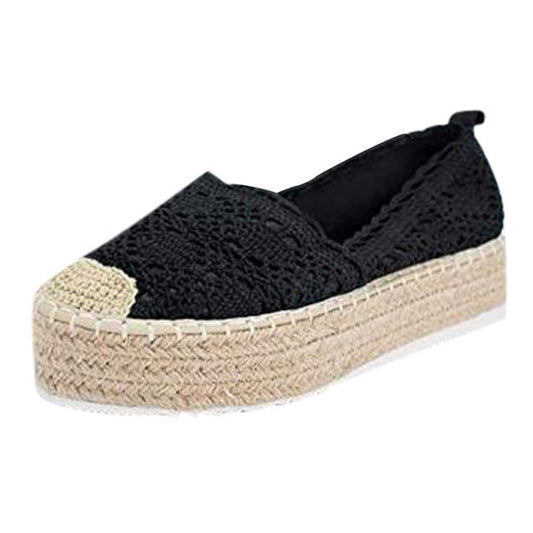 Women Flats Shoes Espadrilles Flatform  Lace Canvas  Hollow Floral Ooho