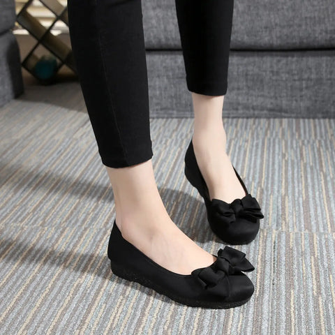 Womens flats Shoes ballet Slip On Bow Round Toe  Ballerina Ooho
