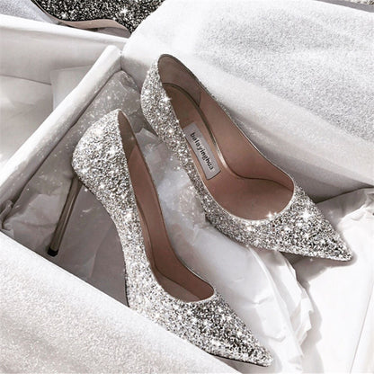 Spring And Autumn Wedding Shoes, Female Bridal Shoes, Not Tired, Crystal Shoes, New Wedding Dress, High Heels, Stiletto Bridesmaid Ooho