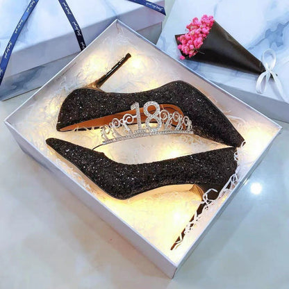 Spring And Autumn Wedding Shoes, Female Bridal Shoes, Not Tired, Crystal Shoes, New Wedding Dress, High Heels, Stiletto Bridesmaid Ooho