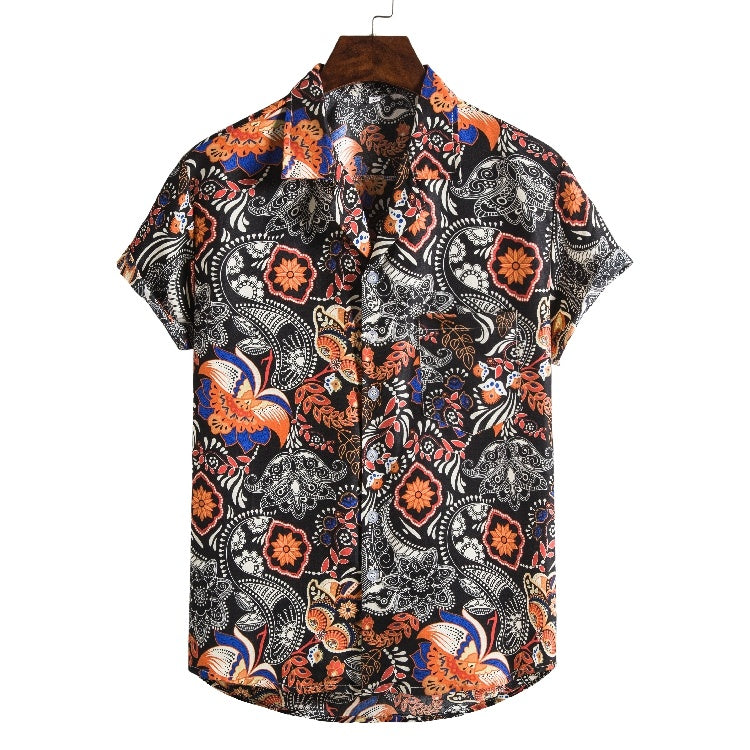 Men Short sleeved beach shirts men New printed T shirt Ooho