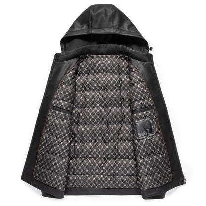 Fashion Personality Leather Down Jacket Men Ooho