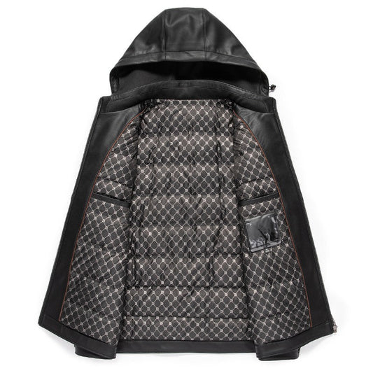 Fashion Personality Leather Down Jacket Men Ooho