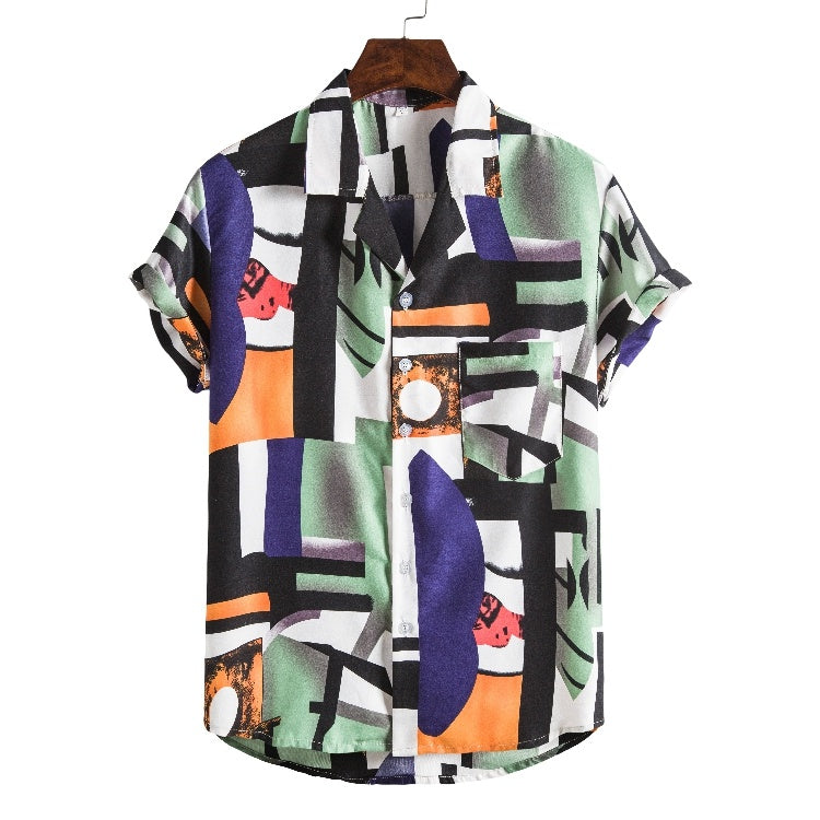 Men Short sleeved beach shirts men New printed T shirt Ooho