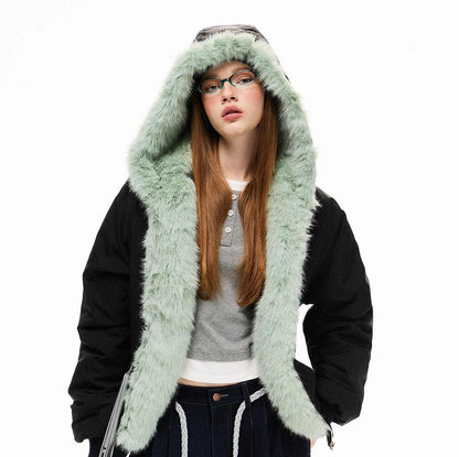Women's Loose Fleece-Lined Cotton Parka – Warm Winter Top Coat Jacket Ooho