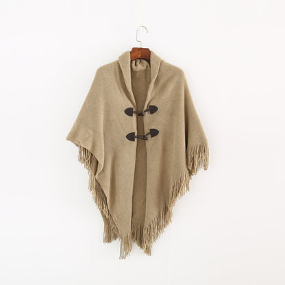Winter Women's Loose Knitted Kimono Cardigan – Sleeveless Hooded Poncho Shawl Sweater Ooho