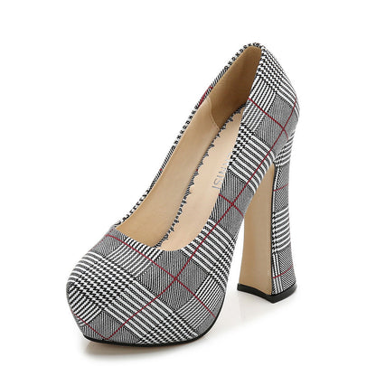 High heels waterproof platform houndstooth Ooho