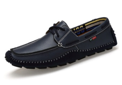 New driving shoes men casual leather peas shoes large size breathable soft head layer a pedal Ooho