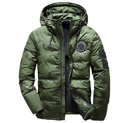 Camouflage Men's Winter Jacket Coat Hooded Casual Slim Down Parka Autumn Camo Windproof Warm Mens Overcoat Ooho