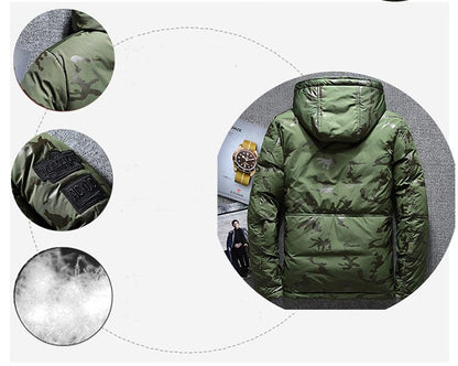 Camouflage Men's Winter Jacket Coat Hooded Casual Slim Down Parka Autumn Camo Windproof Warm Mens Overcoat Ooho