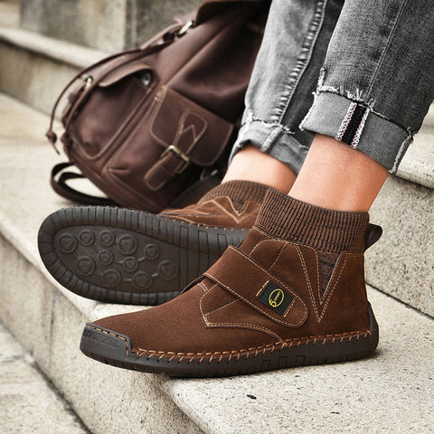 Velcro Shoes Men Ankle Boots Winter Sock Trainer Boots High Quality Ooho