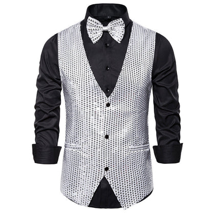 Men's Sequined Vest Performance Dress Jacket Ooho