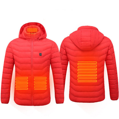 Men Heated Puffer Jacket Electric Heating Coat Insulated Hood Windbreaker Ooho