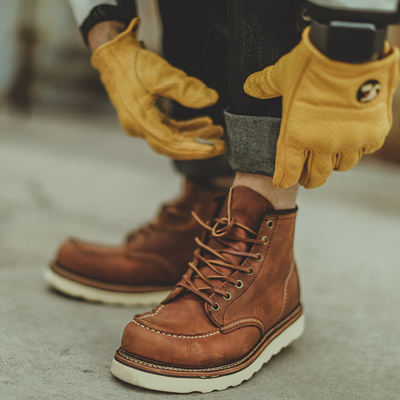 Retro Mark Head Work Boots Casual Martin Men Ooho