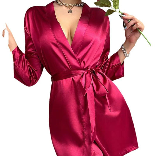 Fashion Personality New Solid Color Ladies' Robe Ooho