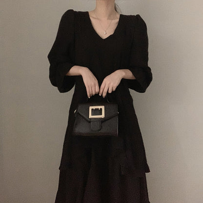 V-Neck Irregular Flare Sleeve Dress for Women | Elegant Asymmetrical Dress Ooho