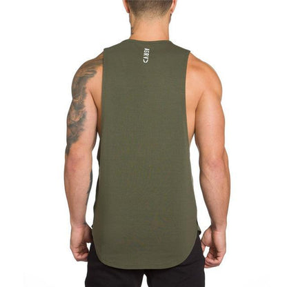 Men Long Tank Muscle Workout T-Shirt  Bodybuilding Gym Athletic Training Sports Tops Ooho