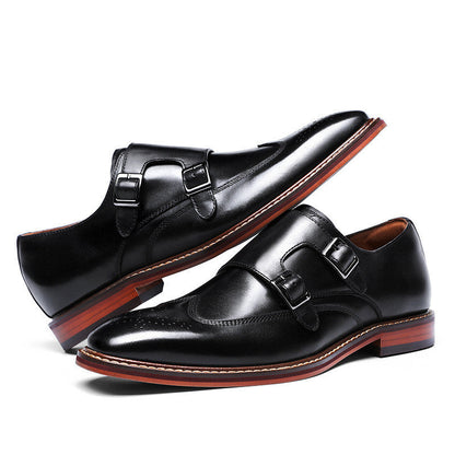 New First Layer Cowhide Double Buckle Monk Shoes Ooho