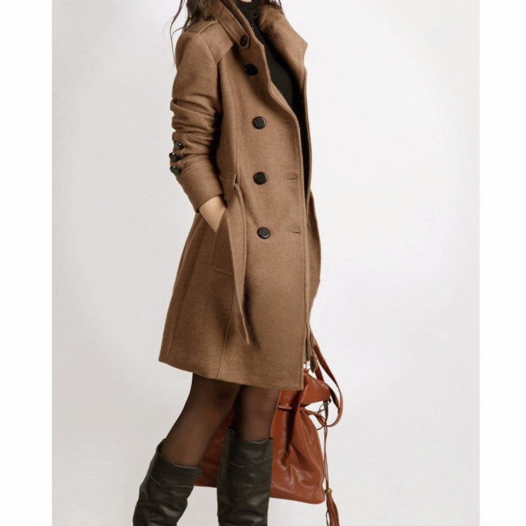 Woolen Coat for Women | Mid-Length Korean Style Woolen Outerwear Ooho
