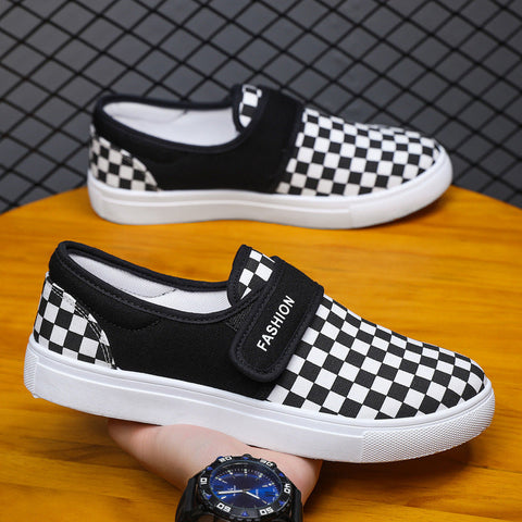 Canvas Flat Shoes Men Velcro Casual Sneakers Ooho