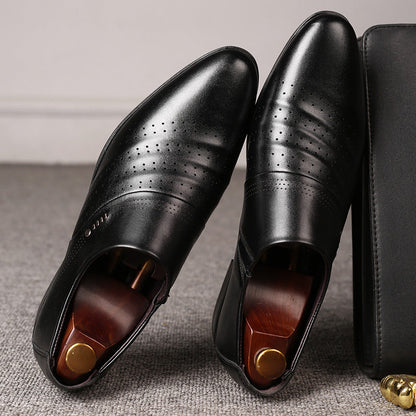 Casual pointed toe shoes men leather shoes men Ooho