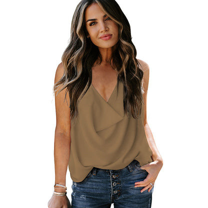 Top Loose V-neck Chiffon Tank Top Women Ooho