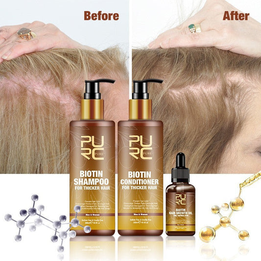 PURC Hair Care Ginger Biotin Three-piece Shampoo Conditioner Repair Dry And Frizz Essential Oil Ooho