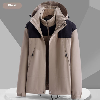 Hooded Windbreaker Unisex Fashion Colorblock Zip-up Jacket With Pockets Waterproof Outwear For Women Men Clothing Ooho
