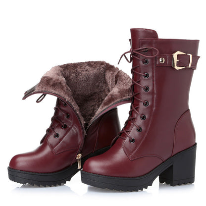 Leather Martin boots women cotton boots Ooho