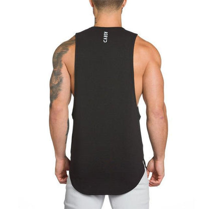 Men Long Tank Muscle Workout T-Shirt  Bodybuilding Gym Athletic Training Sports Tops Ooho