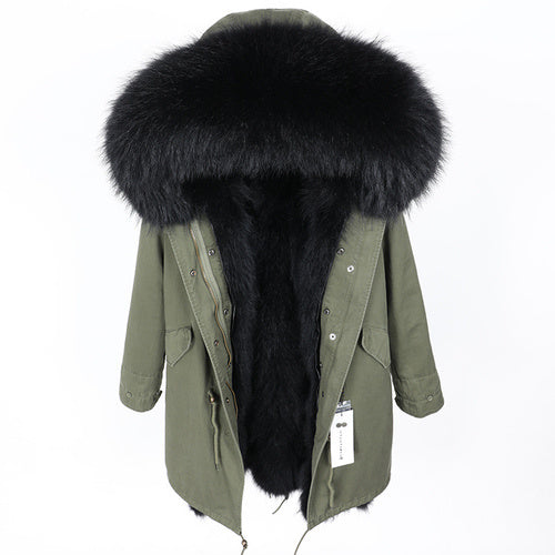 Women's Winter Real Fur Parka – Long Natural Fur Lined Warm Jacket Ooho