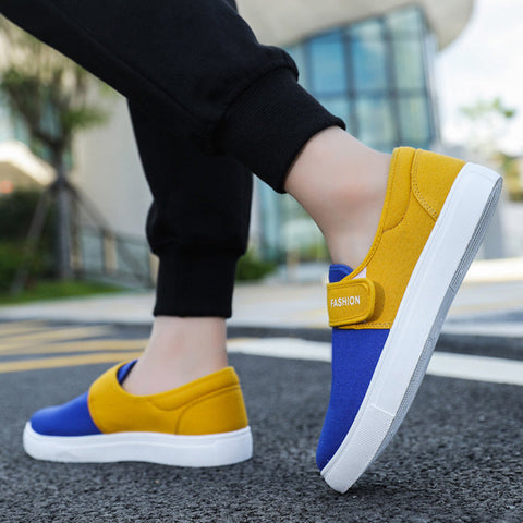 Canvas Flat Shoes Men Velcro Casual Sneakers Ooho