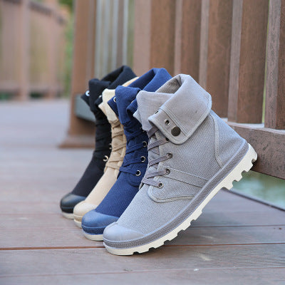Men High-top Lace Up Canvas Sneakers Ooho