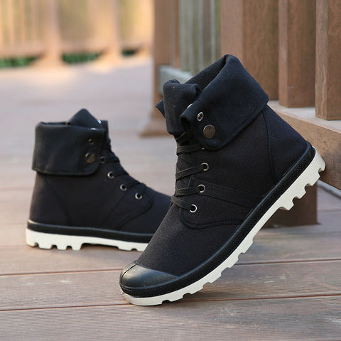 Men High-top Lace Up Canvas Sneakers Ooho