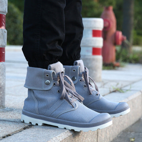 Men High-top Lace Up Canvas Sneakers Ooho