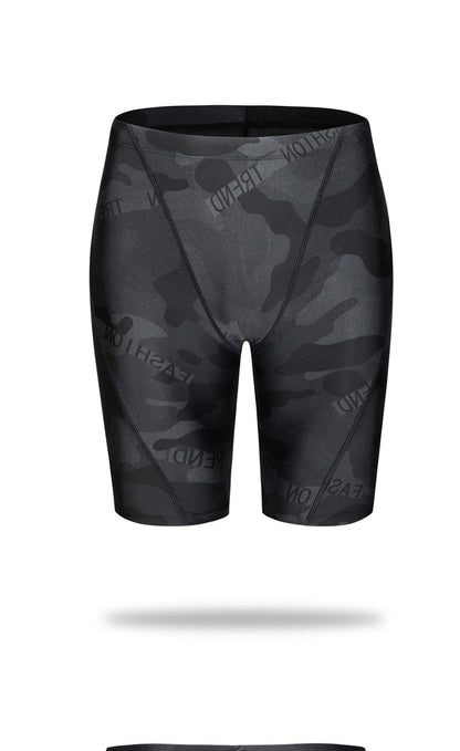 Men's Camouflage Letters Quick-drying Swimming Trunks Swimming Cap Ooho