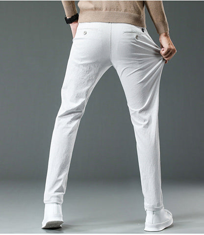 Fine Plaid Stretch Pencil Pants Slim-fit Pants Men Ooho